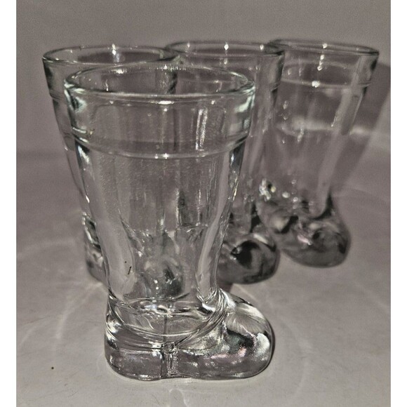 BOOT toothpick holder Shot Glass 3¼ Tall set of 4 western barware MOD DEP - Picture 1 of 7